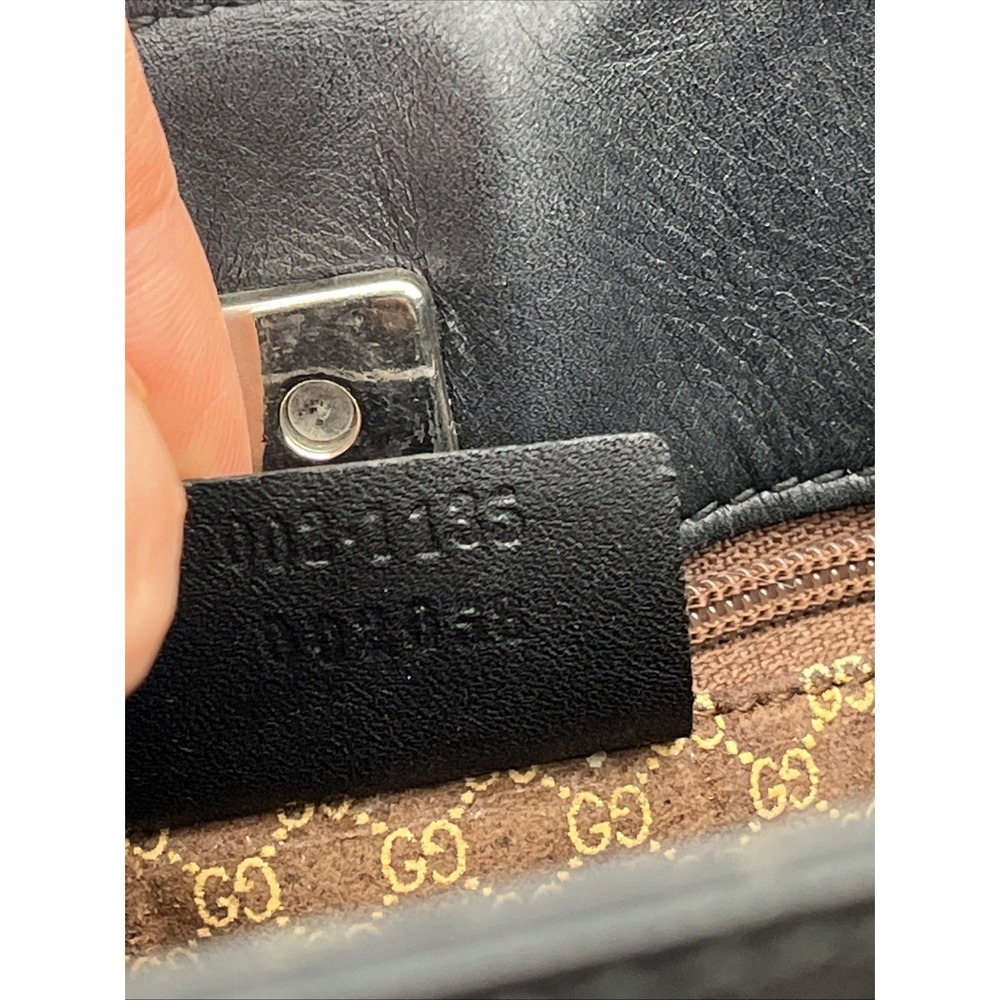 Authentic Gucci Pebbled Leather Tote Shoulder Bag Black GG Lining - Picture 8 of 16